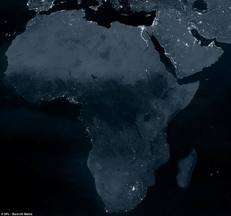 Africa at night from space.