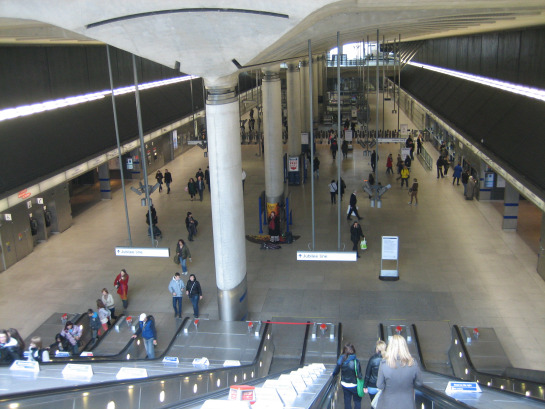 Inside Canary Wharf station
