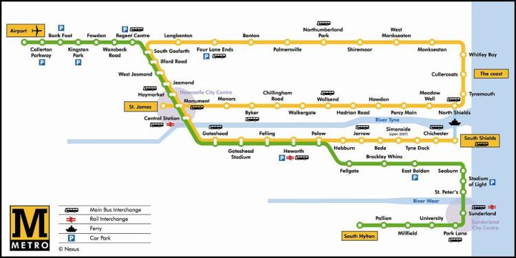 Newcastle metro map
