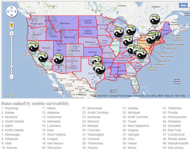 Zombie Survivability Map USA