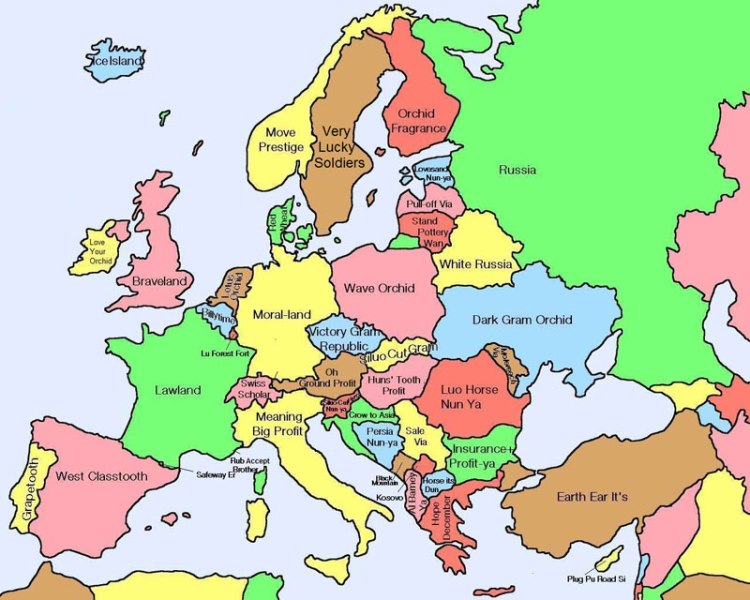 Literal Chinese translations for European countries.