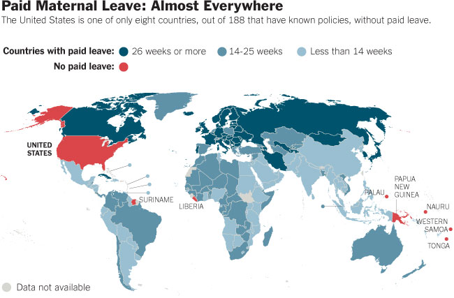 Paid Maternal Leave By Country