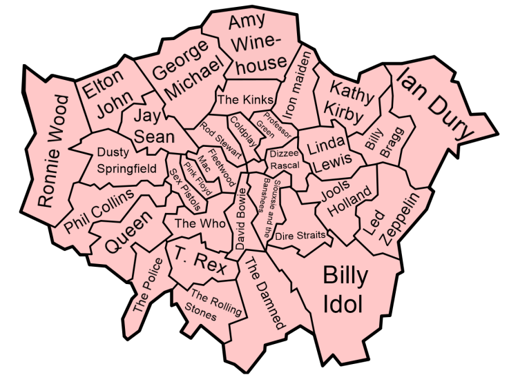 Musical heritage map of London boroughs 