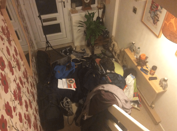 We're trapped upstairs.