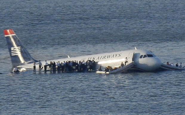 Splash landing on the Hudson River, New York.