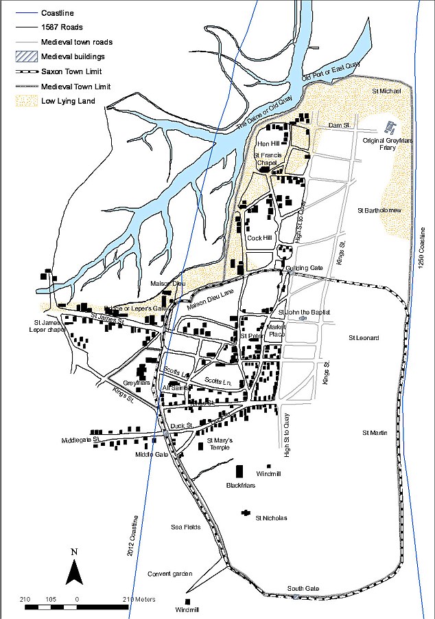 Map of Dunwich, old and new, from Daily Mail