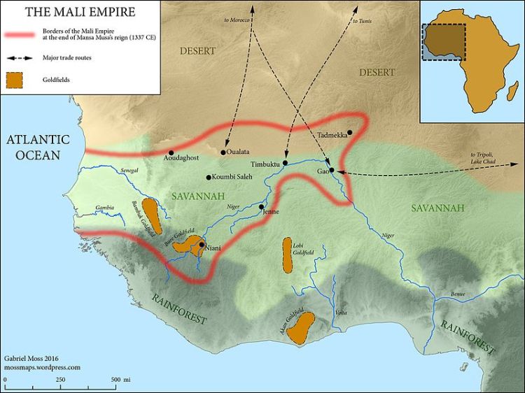 The Mali Empire - Map by Gabriel Moss