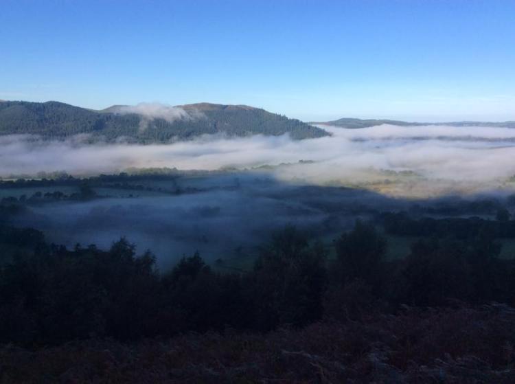 The early morning mists obscure Lake Bassenthwaite