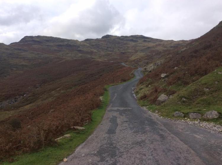 Heading up Wrynose Pass
