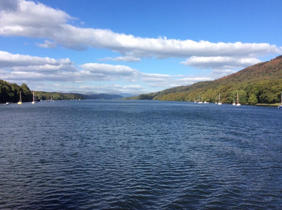 This photo is taken from the southern end of the lake. The mountains on the horizon are about half way along the lake as it bends left out of sight.