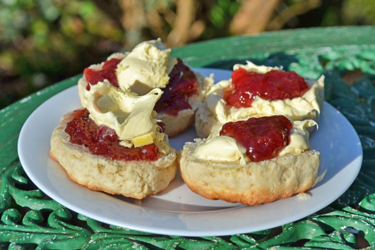 Two of these scones are in the Cornish style and two are from Devonshire. As the blog where this photo comes from http://www.toadhallcottages.co.uk/blog/the-cream-tea-debate-devon-vs-cornwall/ states, two of these scones are correct and two are just wrong apparently err obviously.