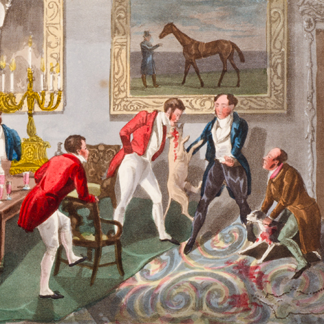 John Mytton toughening up his fighting dogs by biting them himself.