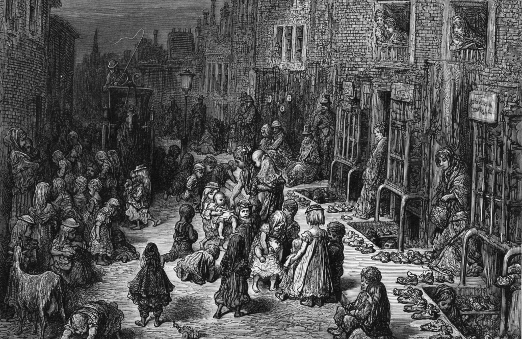 The slums of London