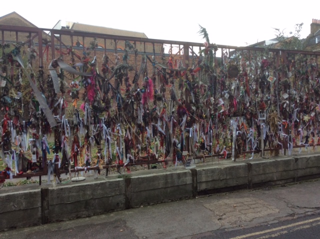 The gates of CrossBones, the people buried here clearly still remembered and honoured by not just locals but visitors across London and the world.