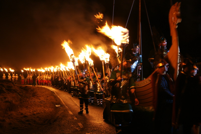 The procession of the ship and a Viking honour guard makes its way through the streets. Photo by Mike Pennington of Geograph.co.uk