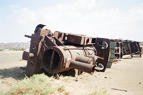 Photgraph taken approximately halfway between Medina and al-'Ula... one of many Ottoman trains Lawrence of Arabia and the Arab Revolt blew up in Arabia.