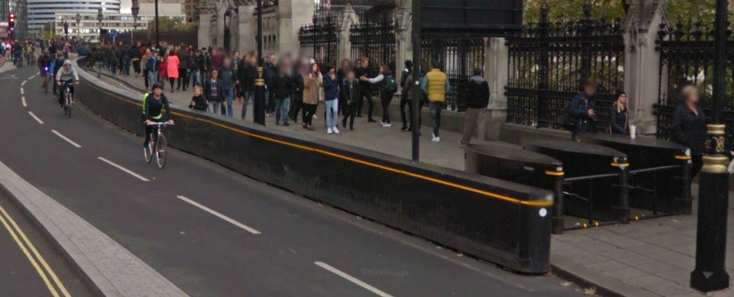 As you can see, large area of Parliament already have anti-terrorist protection against vehicles but I guess they can't go everywhere or else no-one could cross the roads.