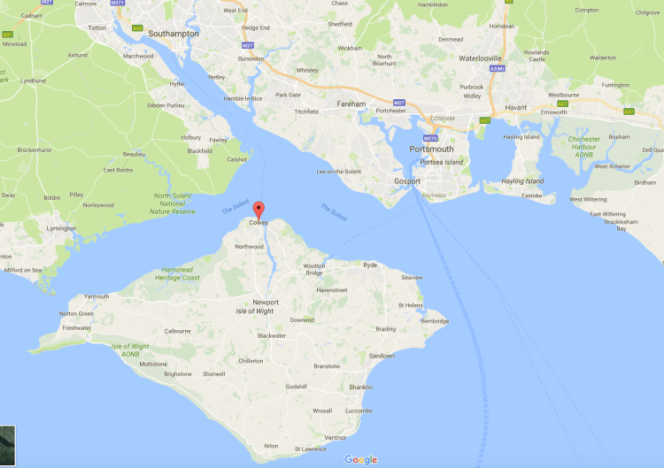 Map of the Isle of Wight and Solent area.