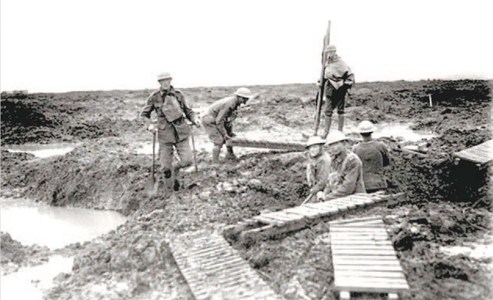 British Tommies laying out Duckboards in the Ypres salient.