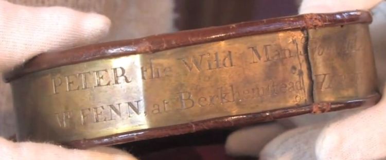 The inscription on the collar of Peter The Wild Boy, lest he wandered off.