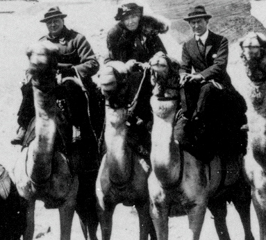 Sir Winston Churchill, Gertrude Bell and Lawrence of Arabia at Giza, Egypt in 1921.