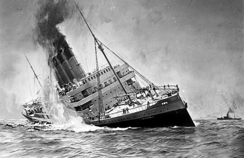 The sinking of the RMS Lusitania.