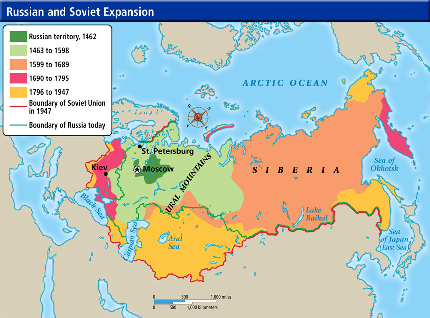 Map of Russian Expansion from a small territory to a huge one and incidentally belaying the lie that Crimea is a fundamental part of Russia. The world would be very different if everyone went by that path of logic.