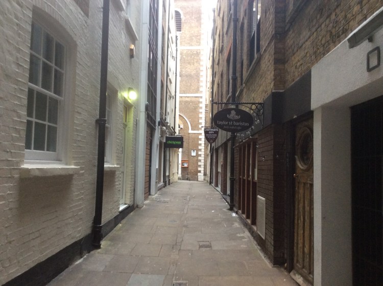Botolph Alley, near the home of the famous Dick Whittington... and his cat?