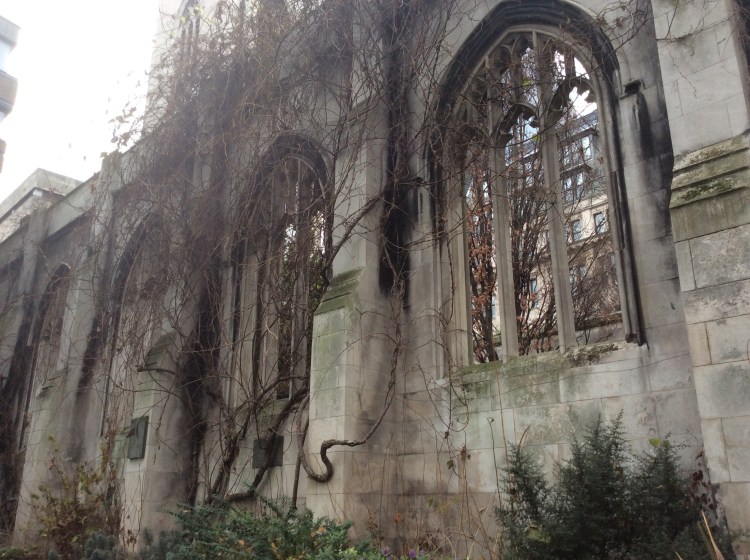 The bombed out remains of St Dunstan In The East