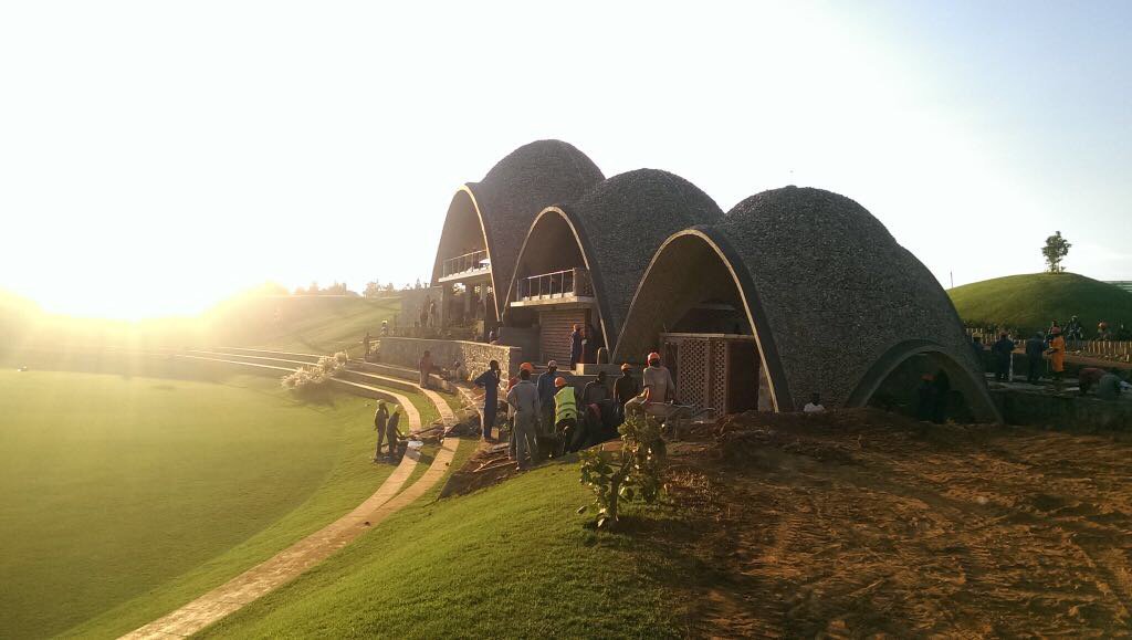 What would be called the Main Pavillion elsewhere takes shape. I love the central African style.