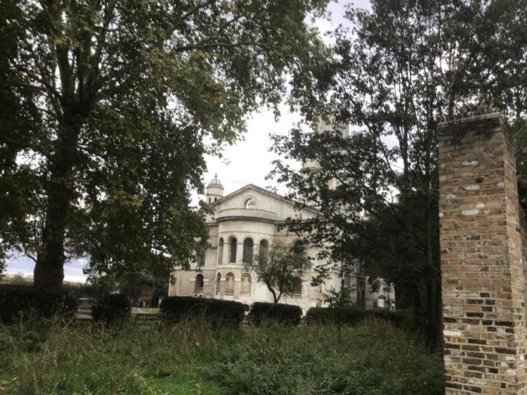 St George In The East Church , it was somewhere in front of us where the Marr family were buried.