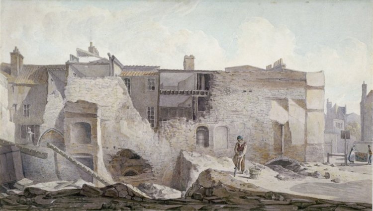 View of the ruins of part of the Priory of Holy Trinity, Aldgate, City of London, 1824.
