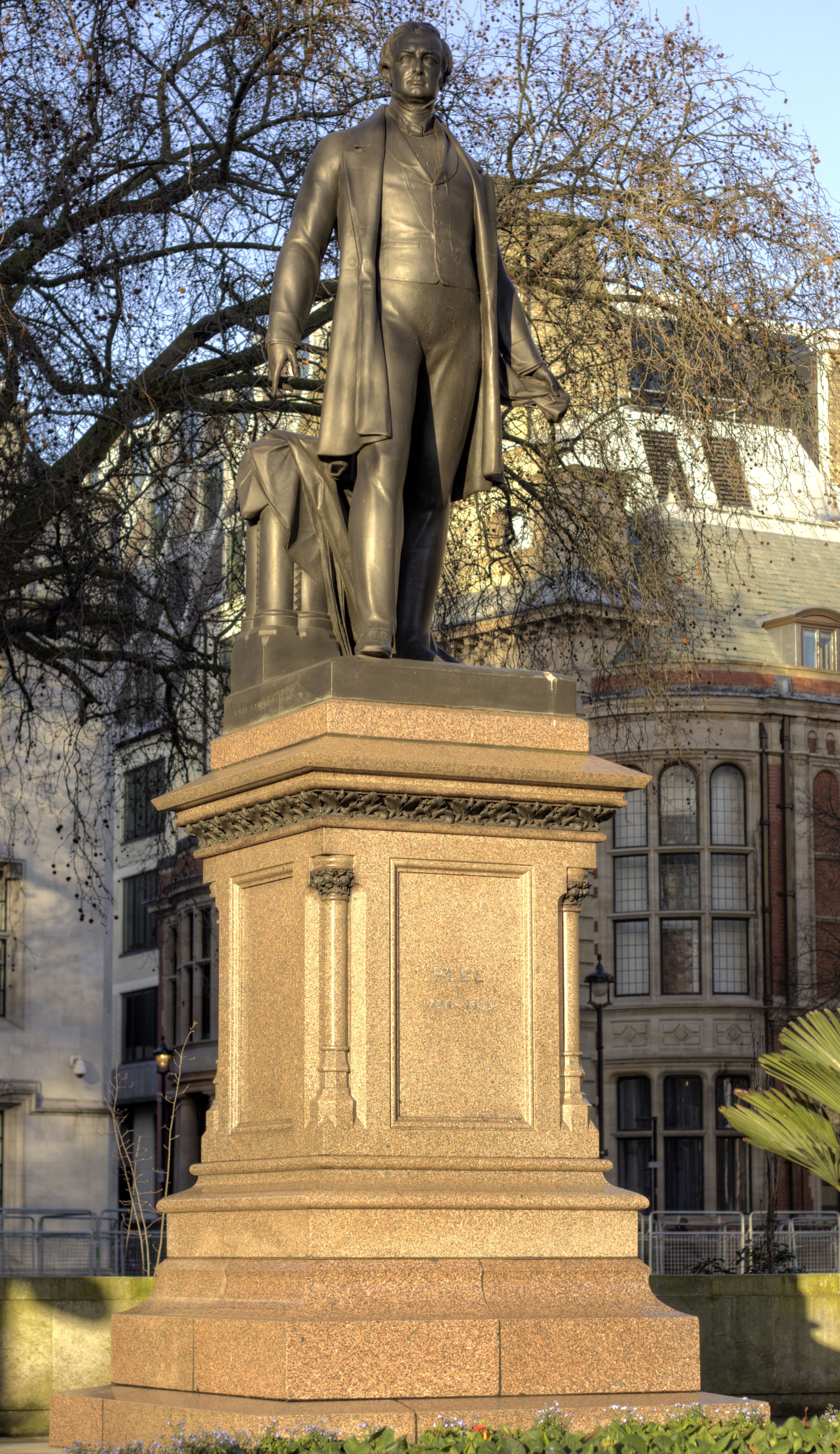 This statue of Sir Robert Peel is in Parliament Square, opposite Parliament and home of many a demonstration.