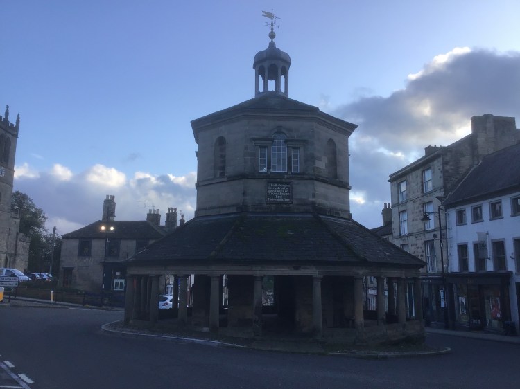 Barnard Castle Butter Market at dusk.