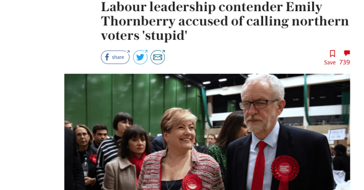 Even this morning, senior Labour leadership contender and London MP has been accused by a former Labour MP from the north of calling northern voters 'stupid' with regards to their votes and views.