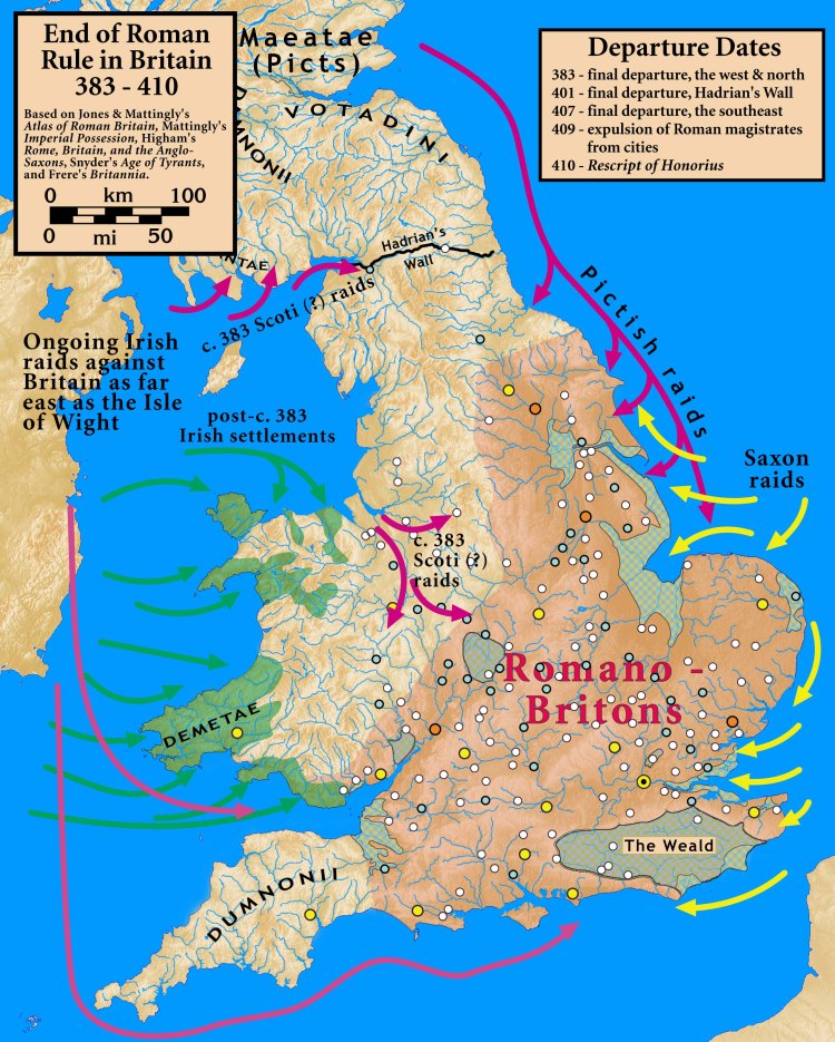 The End of Romano Britain. Map from Wikipedia