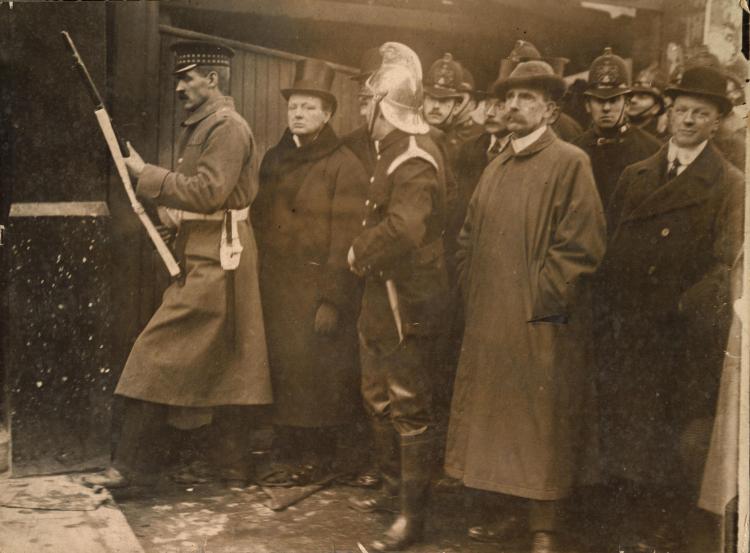Winston Churchill on the front line at Sidney Street