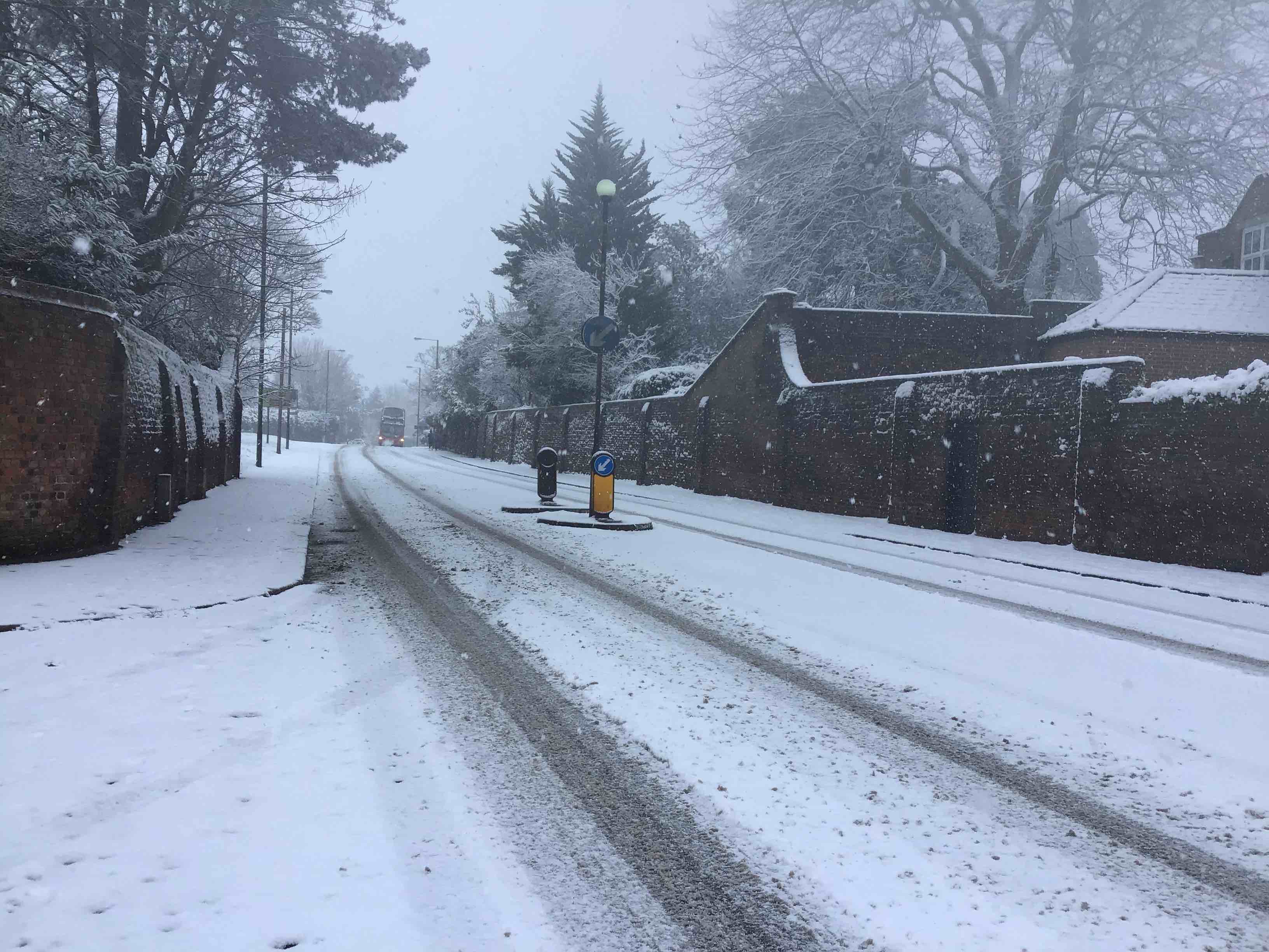 Stanmore Hill in the snow